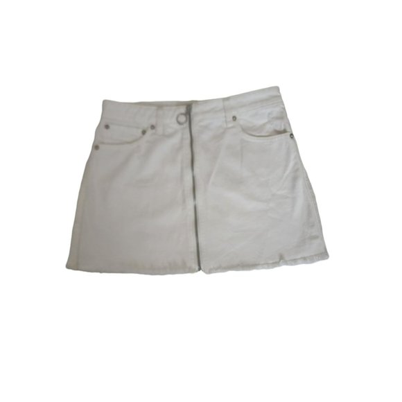 WE THE FREE By Free People Women's Zip It Up Mini Denim Skirt White Size 27 - Picture 6 of 16